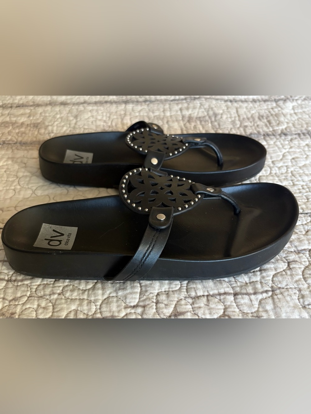 DV by Dolce Vita Black Logo Medallion Slide Sandals - Picture 2 of 2